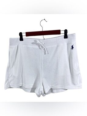 Polo Ralph Lauren White Terry Shorts Women's Sz L Lounge Casual
